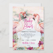 Flamingo Beach Palms baby shower uitnodiging (Voorkant)