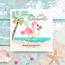 Flamingo Beach Party Tropical Cocktail Birthday Servet