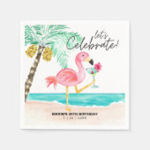 Flamingo Beach Party Tropical Cocktail Birthday Servet (Voorkant)