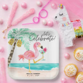 Flamingo Beach Party Tropische bruiloft douche Papieren Bordje (Feest)