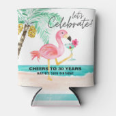Flamingo Beach Party Tropische Palm Verjaardag Blikjeskoeler (Voorkant)