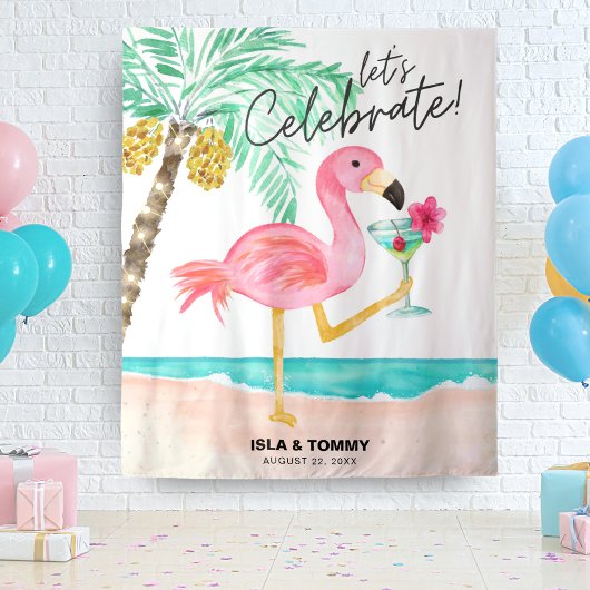 Flamingo Beach Party Tropische Tapestry Wandkleed