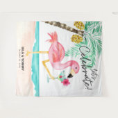Flamingo Beach Party Tropische Tapestry Wandkleed (Voorkant (horizontaal))