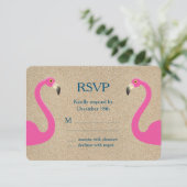 Flamingo Beach RSVP Kaartje (Staand voorkant)