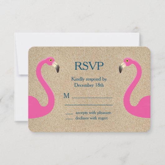 Flamingo Beach RSVP Kaartje (Voorkant)