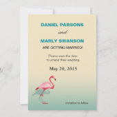 Flamingo Beach Save the Date | aqua Kaart (Achterkant)