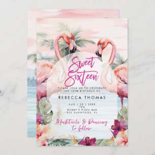 Flamingo beach sweet 16 party uitnodiging