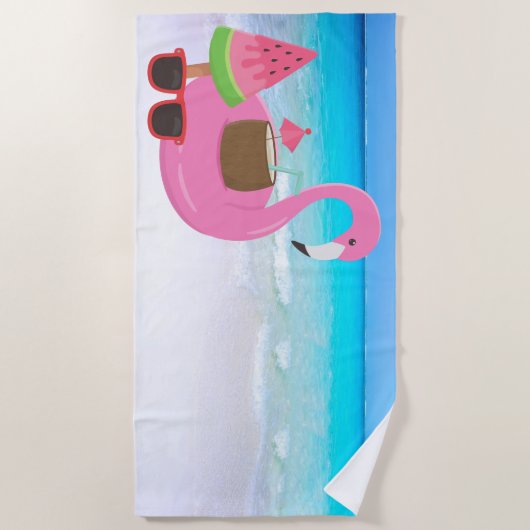 Flamingo Beach Towel Strandlaken (Voorkant)