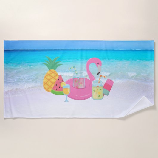 Flamingo Beach Towel Strandlaken (Voorkant)