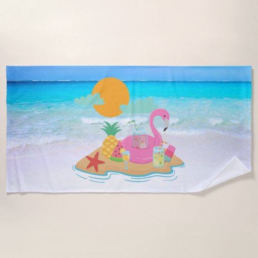 Flamingo Beach Towel Strandlaken (Voorkant)