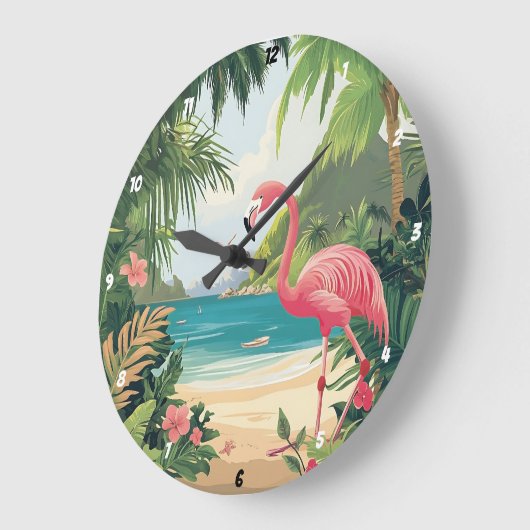Flamingo Beach Tropical Grote Klok (Hoek)