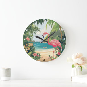 Flamingo Beach Tropical Grote Klok
