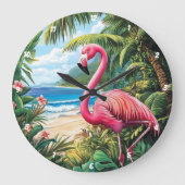 Flamingo Beach Tropical Grote Klok (Voorkant)