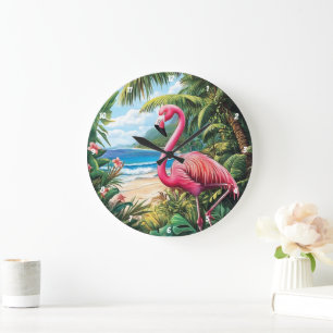 Flamingo Beach Tropical Grote Klok