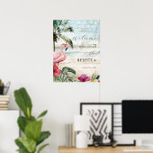 Flamingo Beach Tropical Palms Welkomstbord poster (Thuiskantoor)