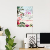Flamingo Beach Tropical Sixty Welkomstbord poster (Thuiskantoor)