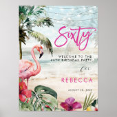 Flamingo Beach Tropical Sixty Welkomstbord poster (Voorkant)