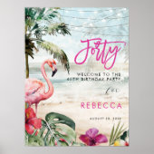 Flamingo Beach Tropical Veertig Welkomstbord poste Poster (Voorkant)