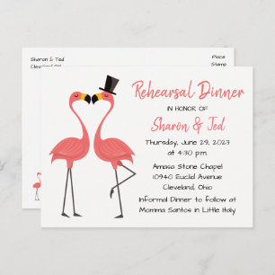 Flamingo Beach Tropical Wedding Rehearsal Dinner Uitnodiging Briefkaart