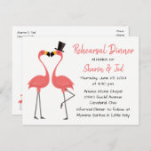 Flamingo Beach Tropical Wedding Rehearsal Dinner Uitnodiging Briefkaart (Voorkant / Achterkant)