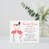 Flamingo Beach Tropical Wedding Rehearsal Dinner Uitnodiging Briefkaart (Staand voorkant)