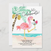 Flamingo Beach Tropisch Vrijgezellenfeest Kaart (Voorkant)