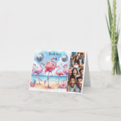 Flamingo Beach Verjaardags Bash Foto Bedankkaart (Voorkant)