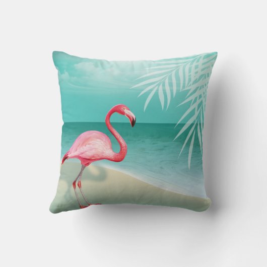 Flamingo Beach Wedding | aqua Kussen (Achterkant)