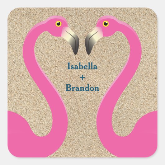 Flamingo Beach Wedding Sticker (Voorkant)