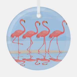 Flamingo Beach Zomer ontwerp Glas Ornament