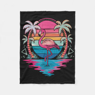 Flamingo Beach Zomer Vibes Palm Tree Tropical Sum Fleece Deken