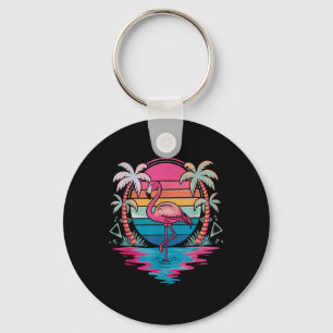 Flamingo Beach Zomer Vibes Palm Tree Tropical Sum Sleutelhanger