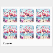 Flamingo Beachfeest Bedankt Vierkante Sticker (Vel)