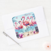 Flamingo Beachfeest Bedankt Vierkante Sticker (Envelop)
