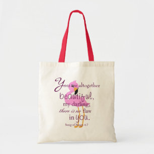 Flamingo Beauty Bible Verse Tote Bag