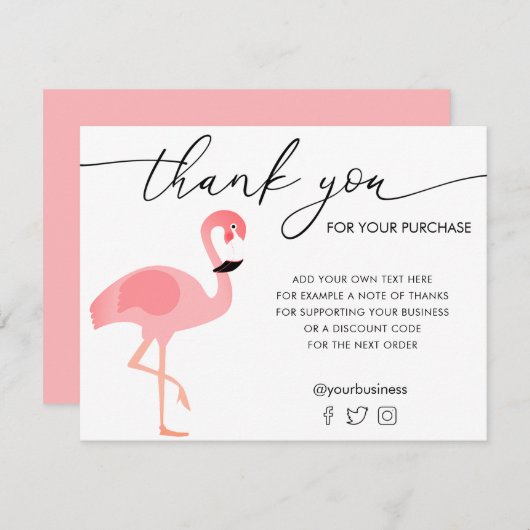 Flamingo bedankkaart (Voorkant / Achterkant)