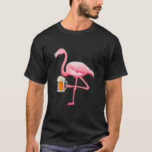 Flamingo Beer Drink Partij Funny Drinkers Flamin T-shirt