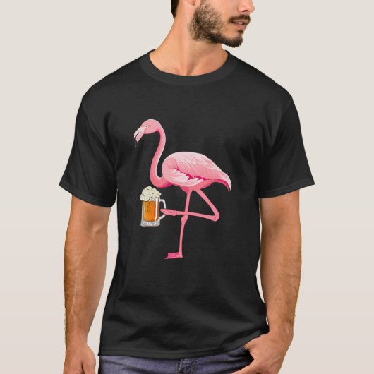 Flamingo Beer Drink Partij Funny Drinkers Flamin T-shirt (Voorkant)