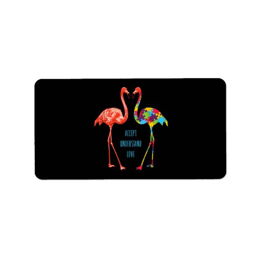 Flamingo | Begrijp liefdesautisme Flamingo Etiket (Voorkant)