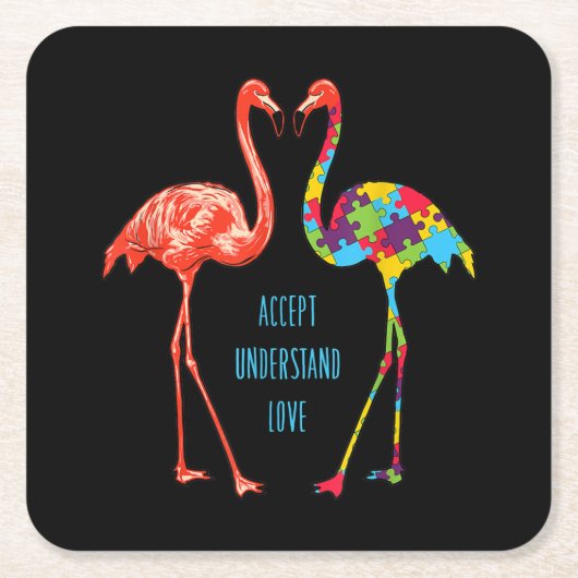 Flamingo | Begrijp liefdesautisme Flamingo Kartonnen Onderzetters (Voorkant)