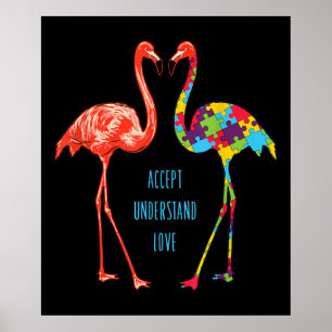 Flamingo Begrijp liefdesautisme Flamingo Poster