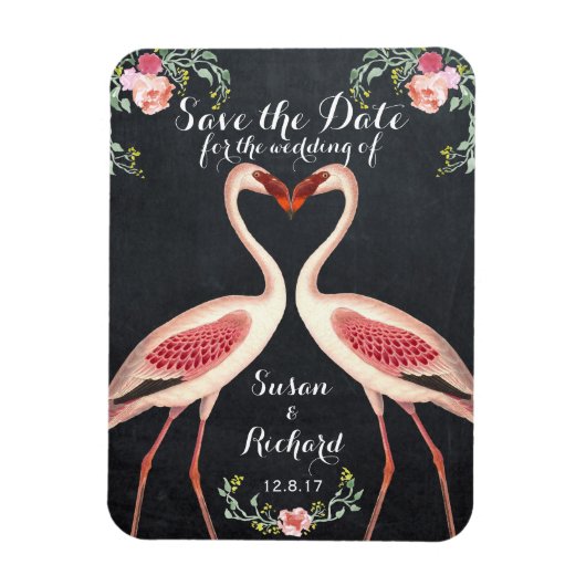 Flamingo bewaart de datum krijtbord magneet (Verticaal)