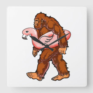 Flamingo Bigfoot Vierkante Klok