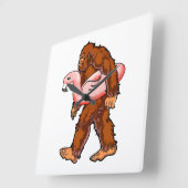 Flamingo Bigfoot Vierkante Klok (Hoek)