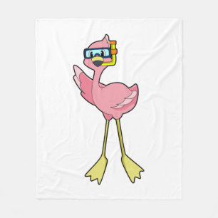 Flamingo bij duiken met Snorkel Fleece Deken