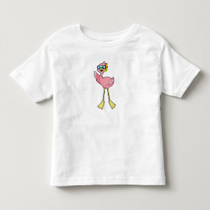 Flamingo bij duiken met Snorkel Kinder Shirts
