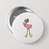 Flamingo bij duiken met Snorkel Ronde Button 7,6 Cm (Voorkant /achterkant)