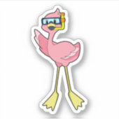 Flamingo bij duiken met Snorkel Sticker