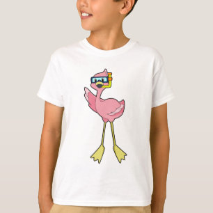 Flamingo bij duiken met Snorkel T-shirt