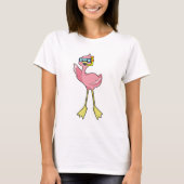 Flamingo bij duiken met Snorkel T-shirt (Voorkant)